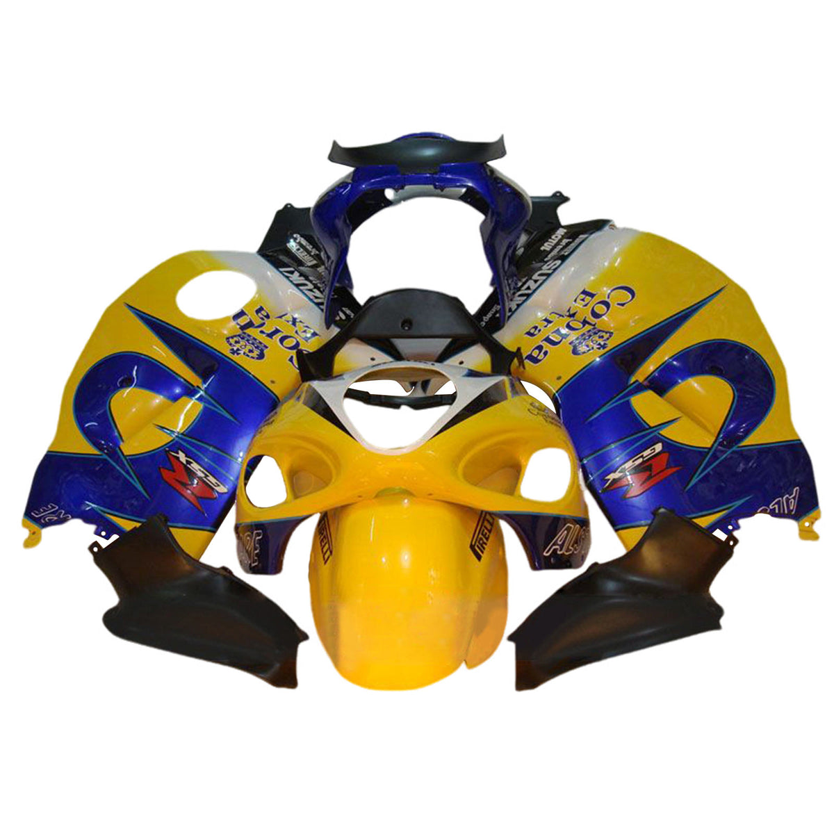 Amotopart 1999-2007 GSX1300R Hayabusa Suzuki Kit de carénage jaune et bleu