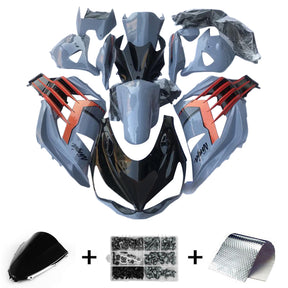 Amotopart 2012-2022 Kit carena Kawasaki ZX14R ZZR1400 grigio lucido nero e arancione