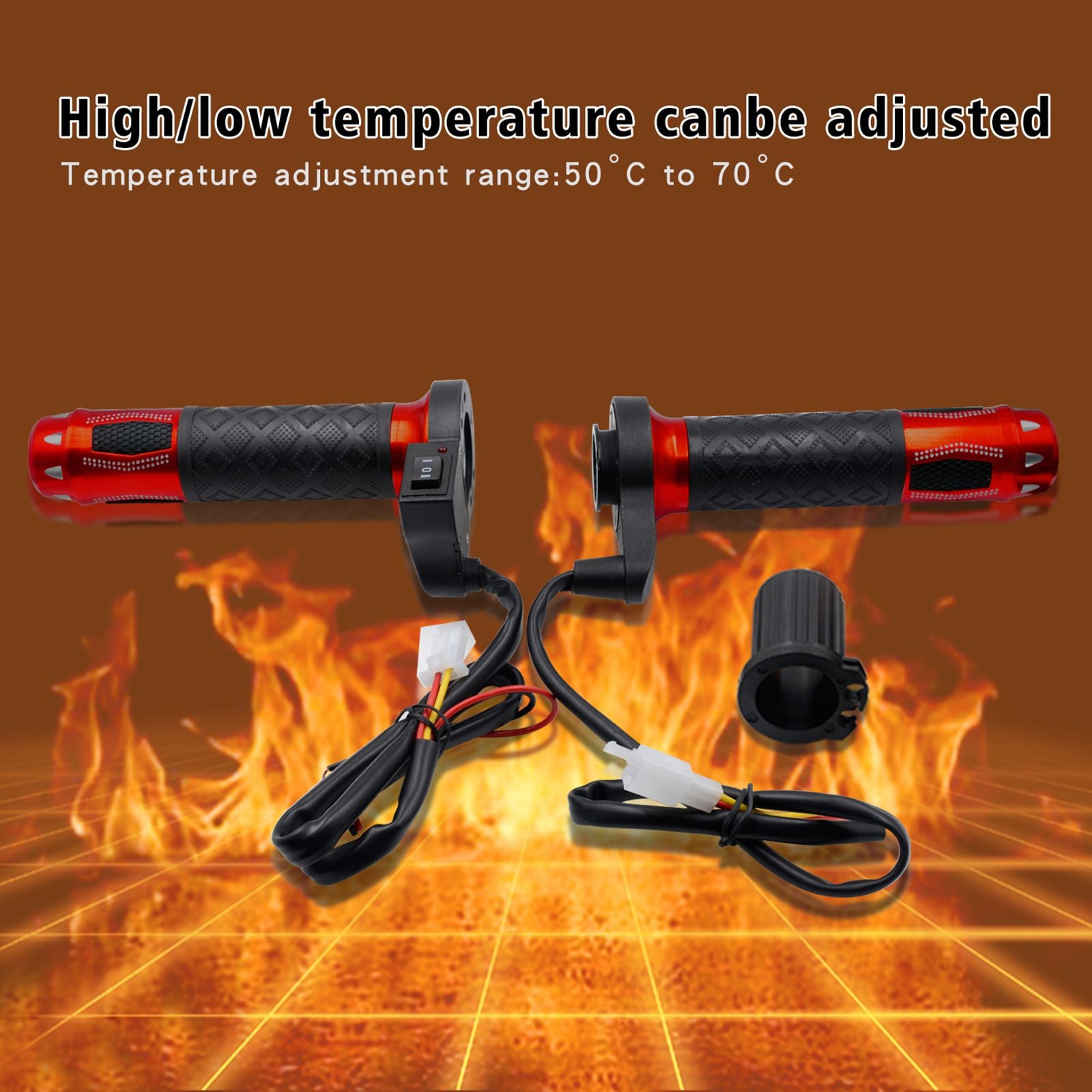 Universal 12V Heated Grips Cnc Handlebar Warm Heater 7/8" For Motorcycle Gold