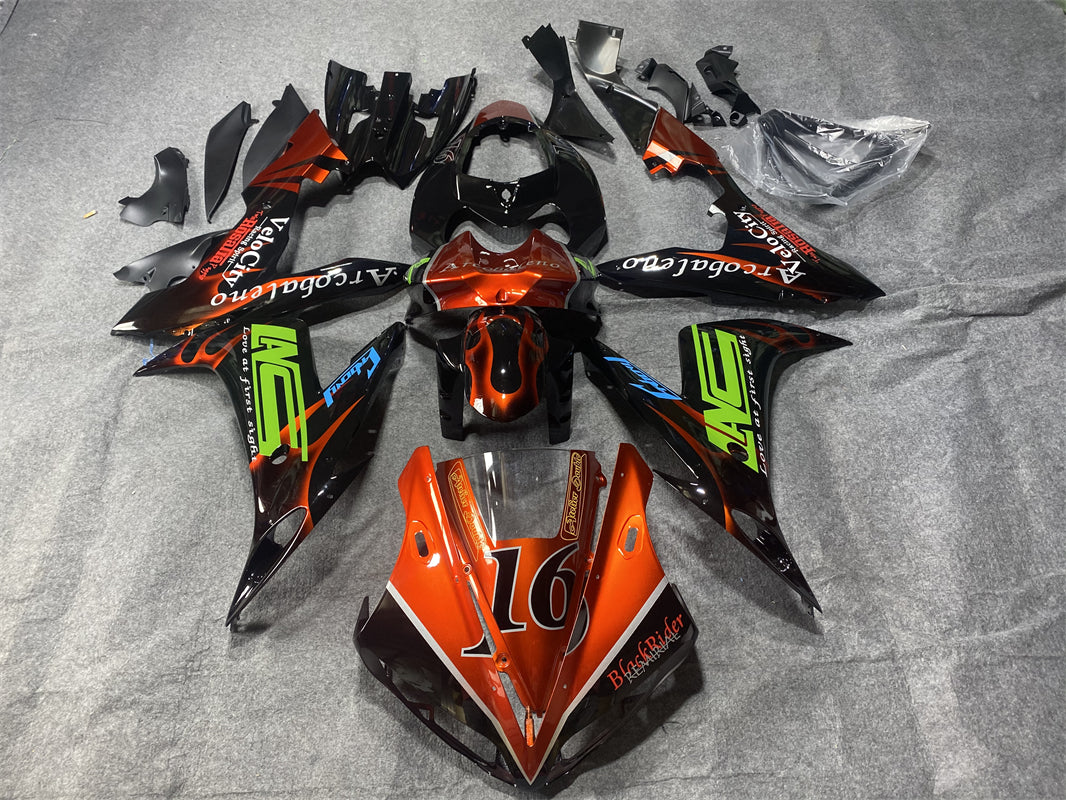 Amotopart Yamaha YZF 1000 R1 2004-2006 Naranja con kit de carenado llama