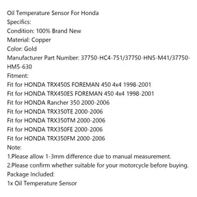 Oil Temperature Sensor 37750-HC4-751 for Honda TRX450S TRX450ES Rancher 350