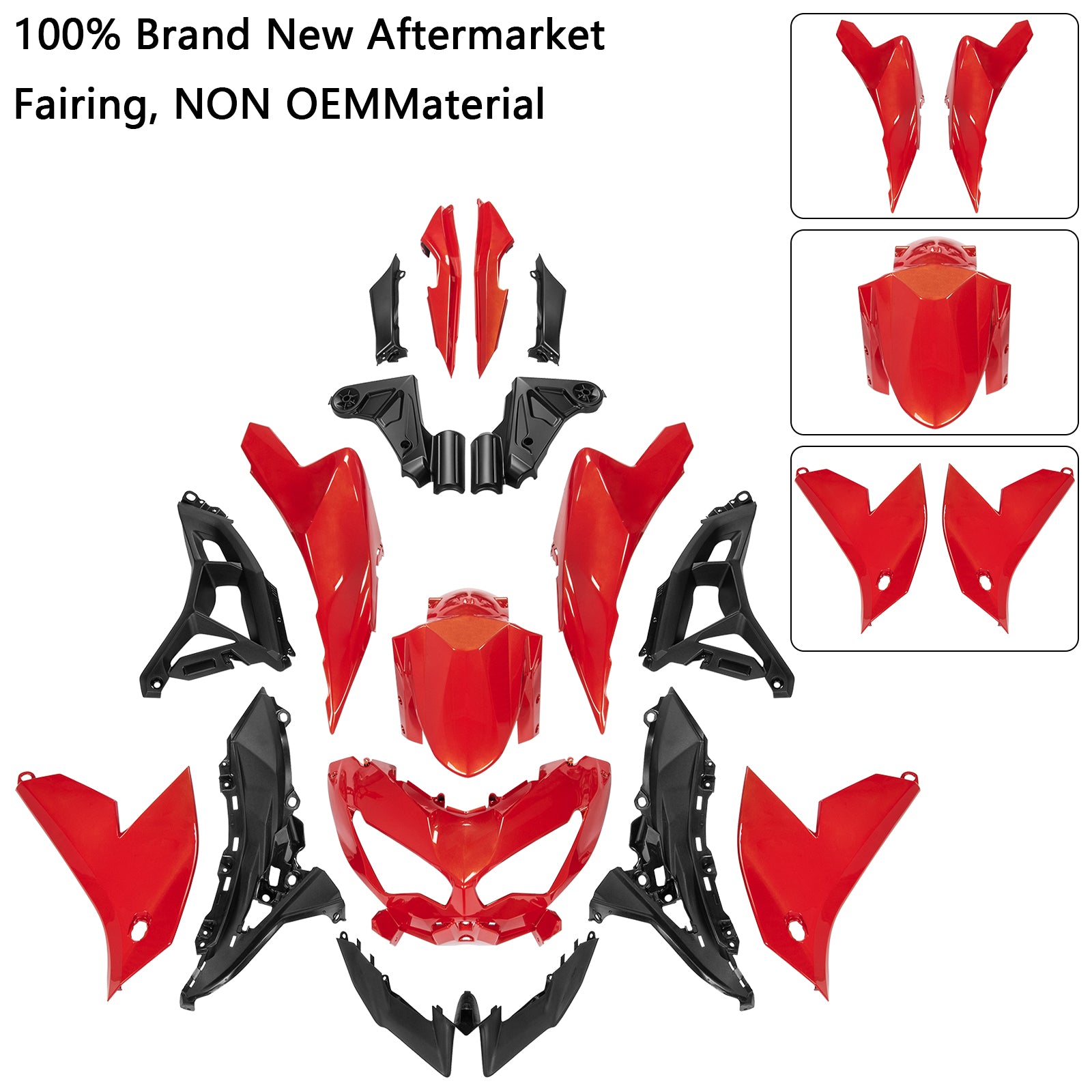 Amotopart 2022-2024 Kawasaki VERSYS 650 KLE ABS Red Fairing Kit