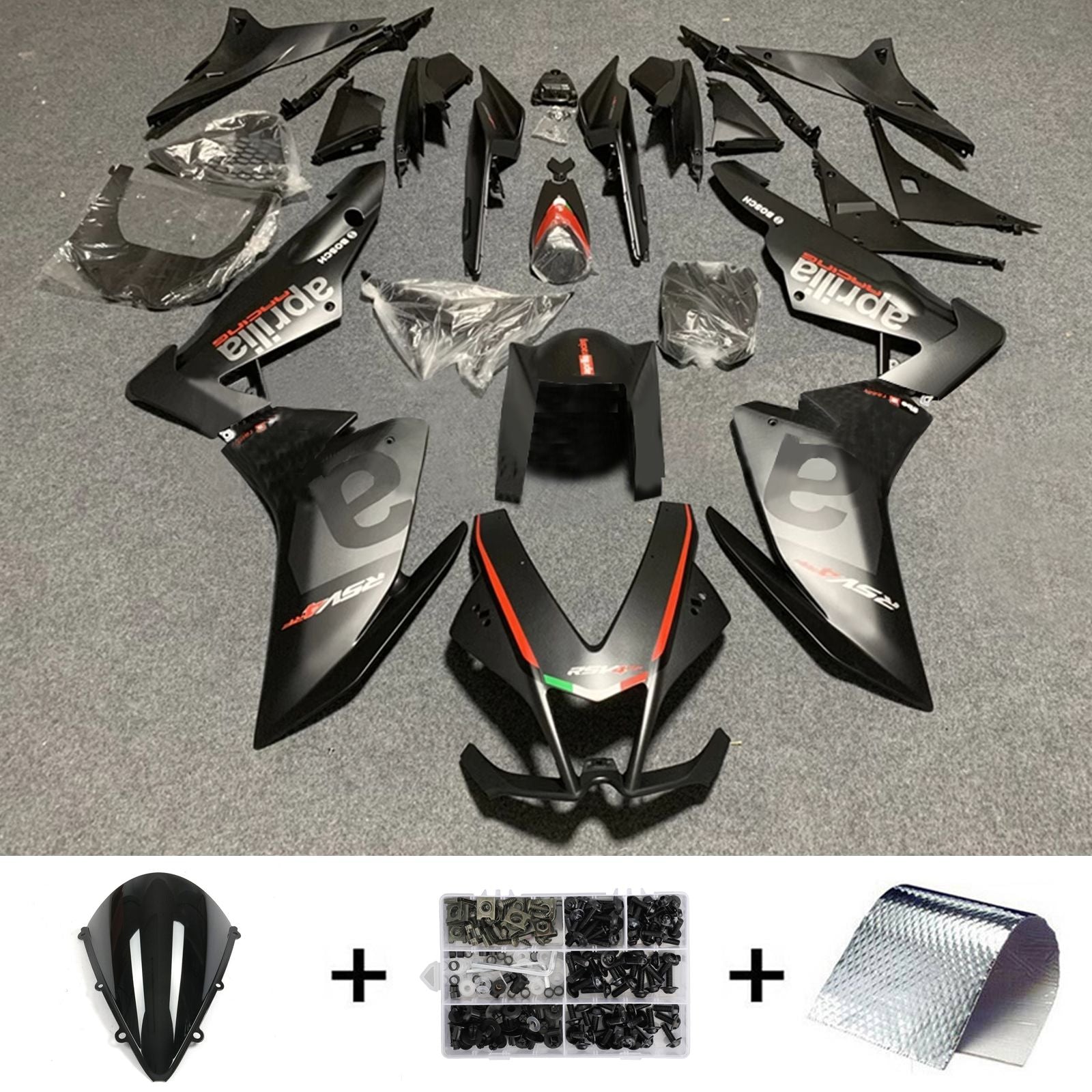 Amotopart 2009–2015 Aprilia RSV4 1000 mattschwarzes Verkleidungsset