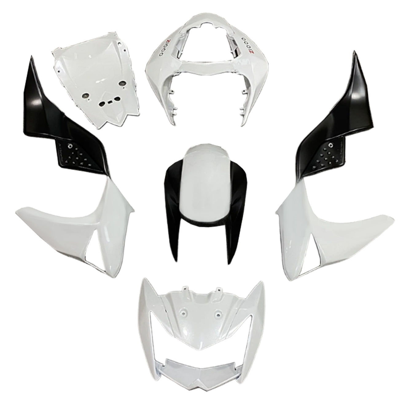 Amotopart 2007-2009 Kawasaki Z1000 Kit de carenado blanco negro