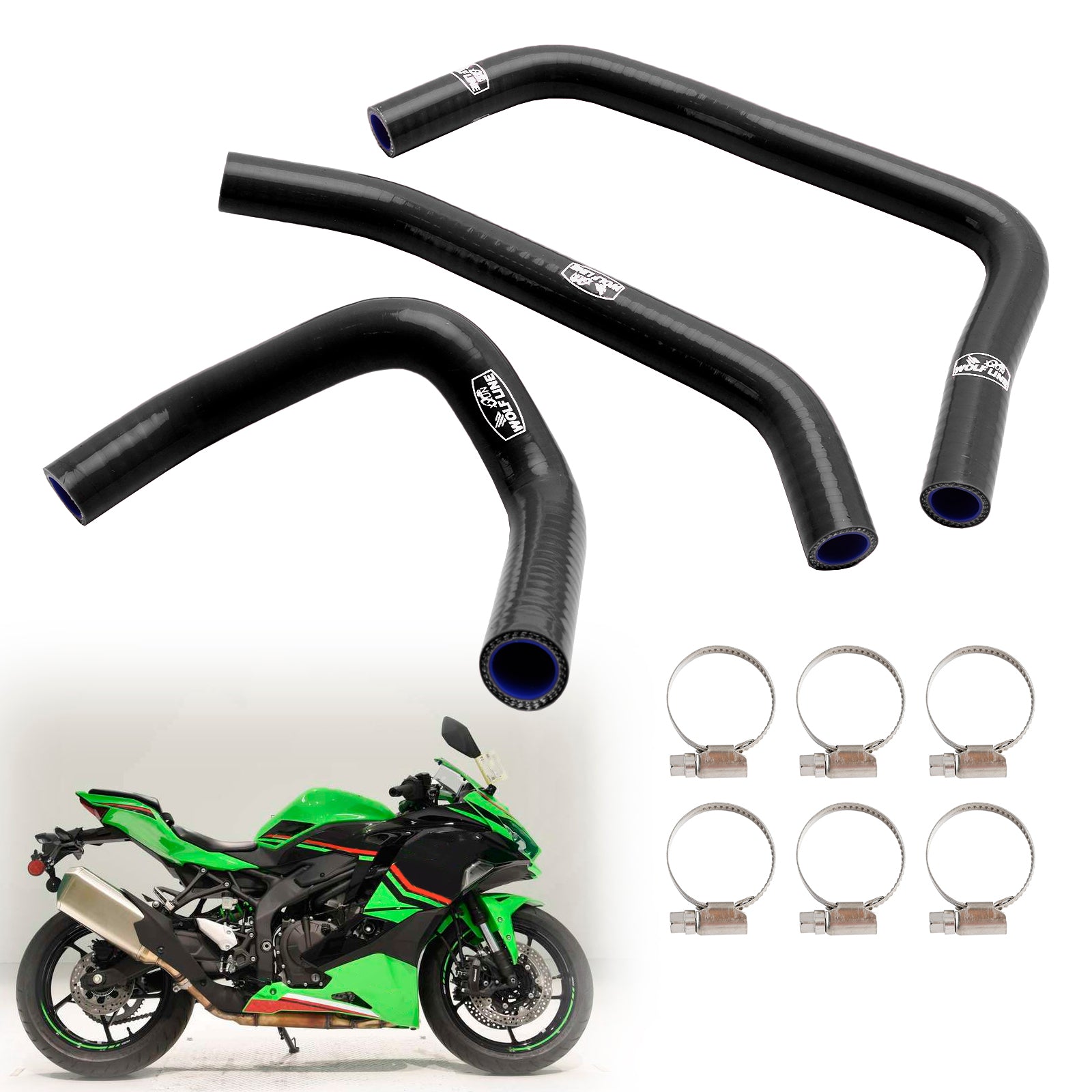 23-24 Kawasaki ZX4R ZX-4RR Kit de manguera de refrigerante de radiador de silicona