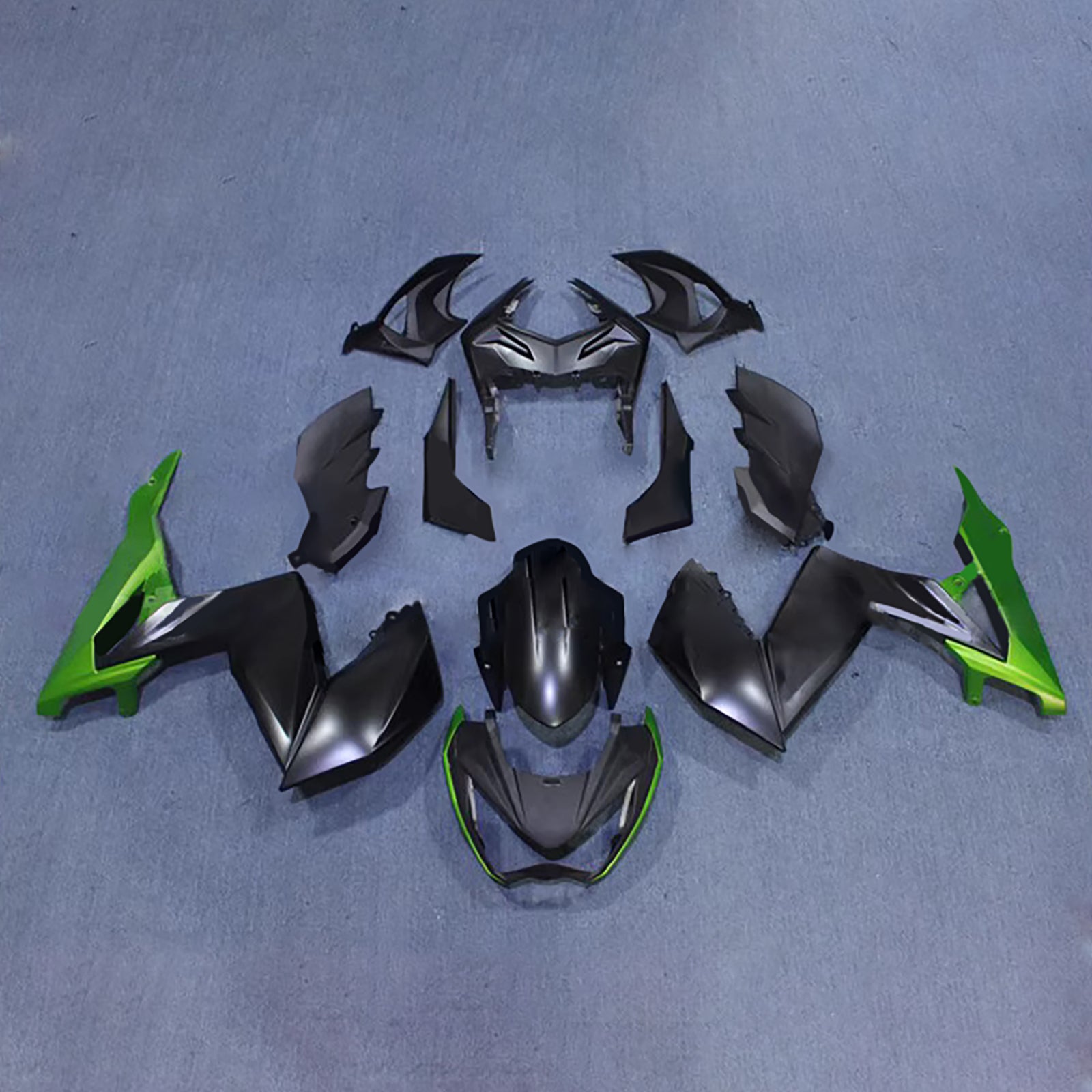 Amotopart 2015-2016 Kawasaki Z250/Z300 Black Green Fairing Kit