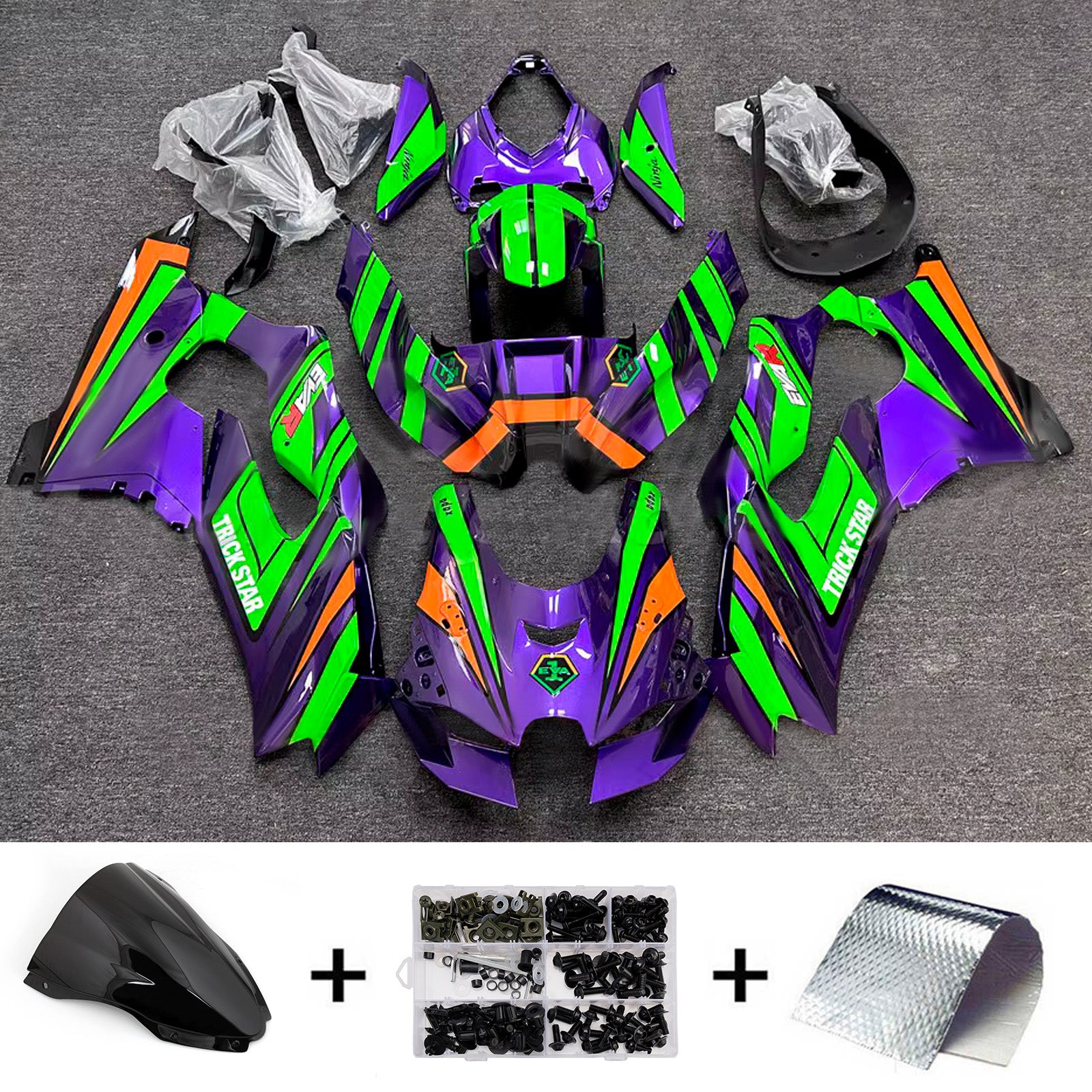 Amotopart 2021-2025 Kawasaki ZX-10R/ZX-10RR Purple Green Orange Fairing Kit