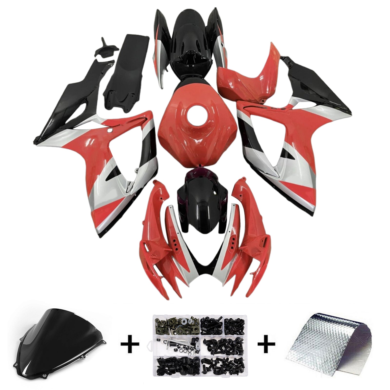 Amotopart 2006-2007 Suzuki GSXR 600/750 Black Grey Red Fairing Kit
