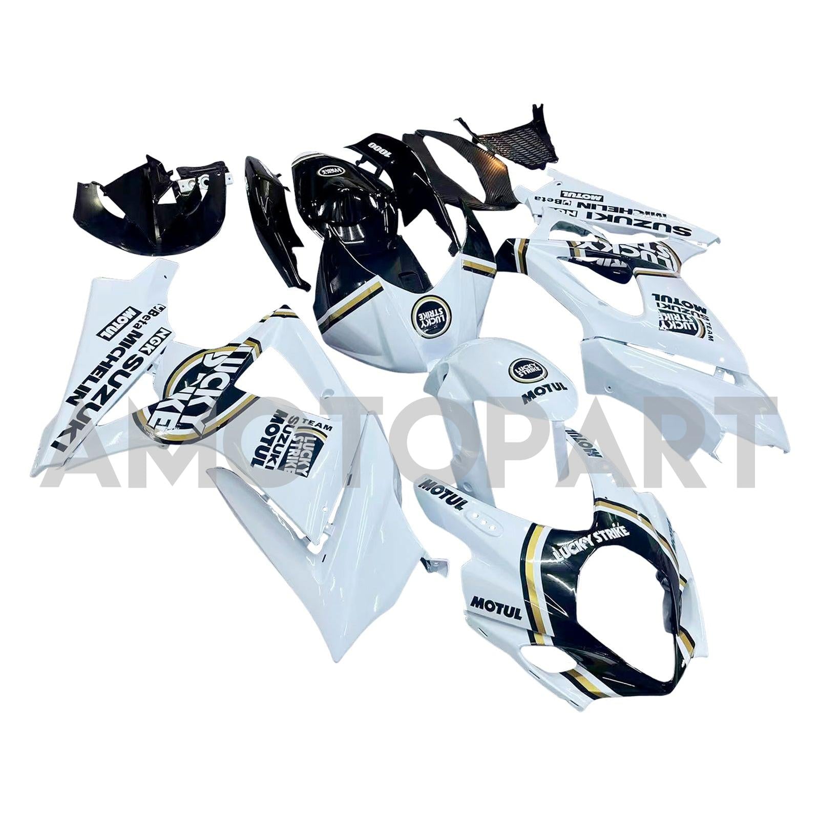 Amotopart 2007-2008 Suzuki GSXR1000 White Black Fairing Kit
