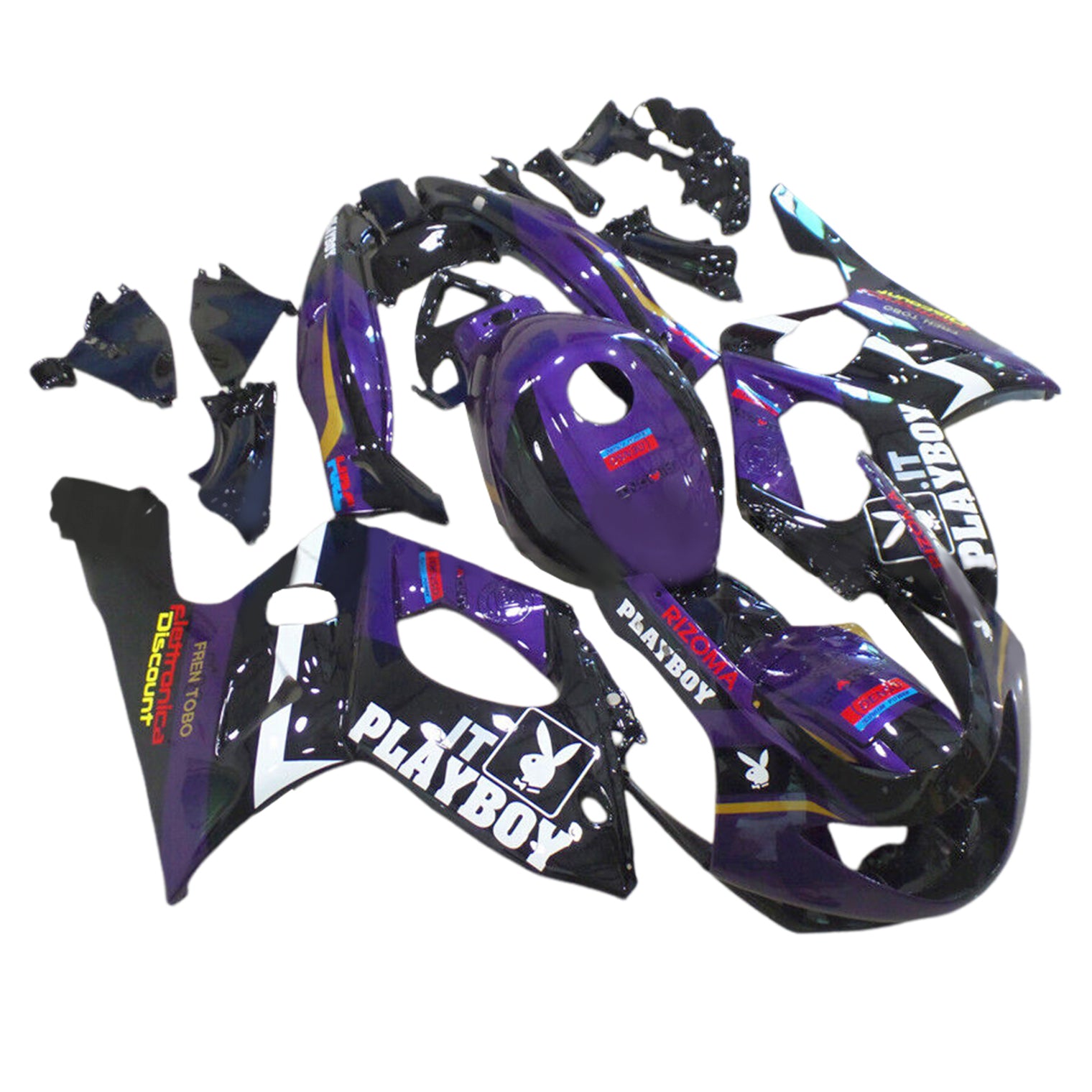 Amotopart 1996-2007 Yamaha YZF 600R Thundercat Kit de carénage noir violet