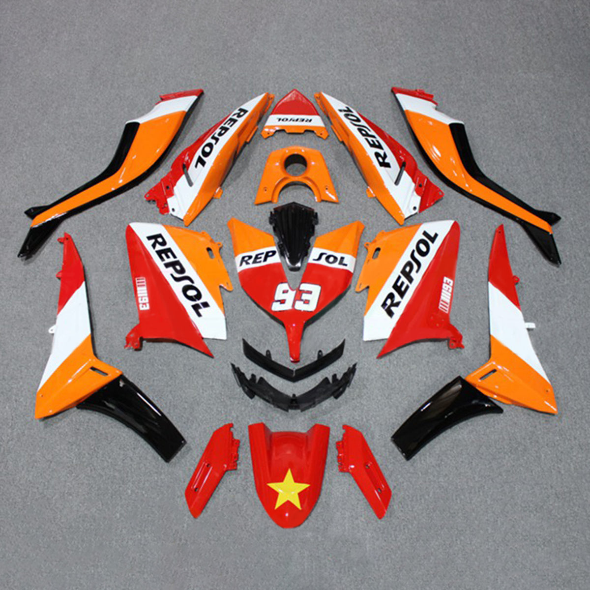 Amotopart 2015–2016 Yamaha T-Max TMAX530 Verkleidung Orange und Rot Repjol Kit