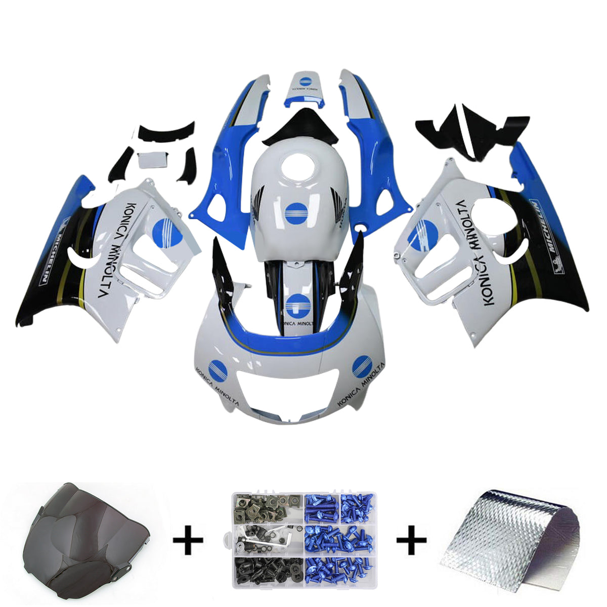 Amotopart 1997-1998 Honda CBR600 F3 Kit de carenado blanco negro azul