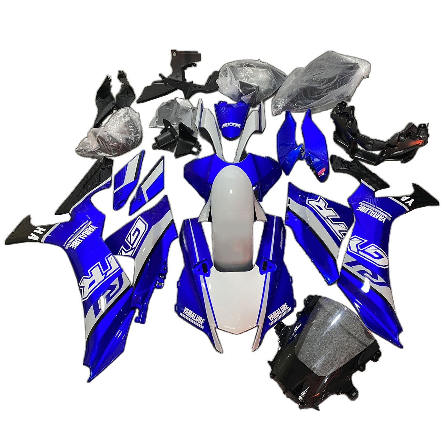 Amotopart 2020-2024 Yamaha YZF R1 White Blue Fairing Kit