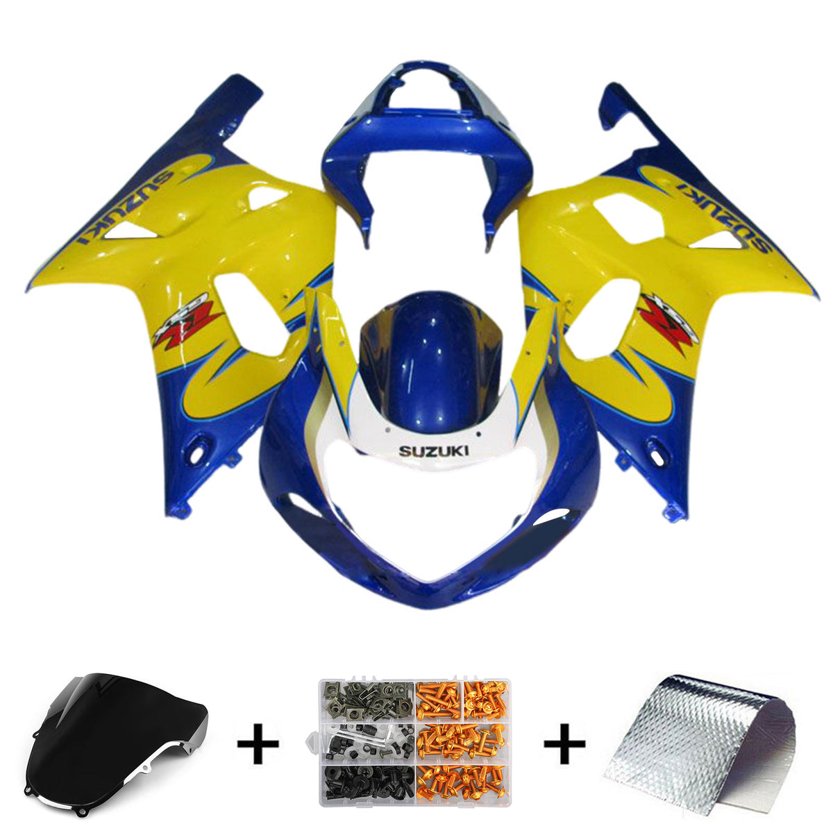 Amotopart 2000-2002 K1 K2 GSXR1000 Suzuki Bleu et Jaune Style3 Kit de carénage