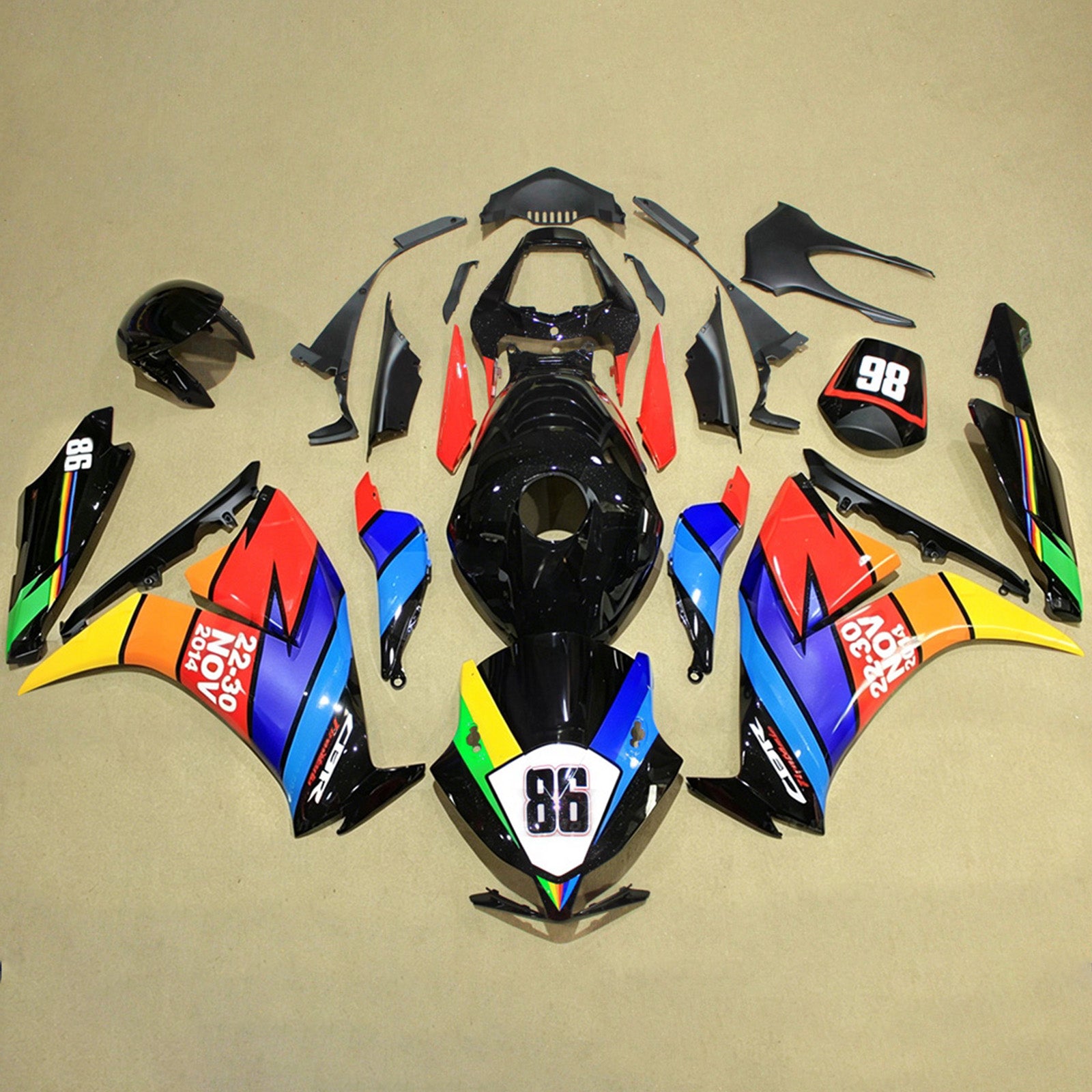 Amotopart 2012-2016 Honda CBR1000RR Rainbow Fairing Kit