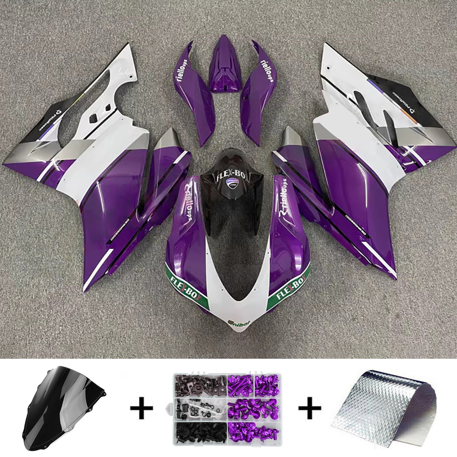 Amotopart 2015-2020 Ducati 1299/959 Glossy Purple White Fairing Kit