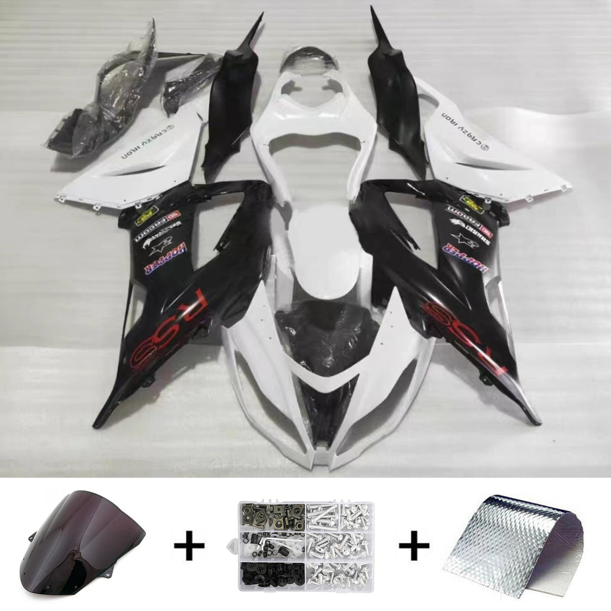 Amotopart Kawasaki ZX6R 636 2013-2018 White&Black Style3 Fairing Kit