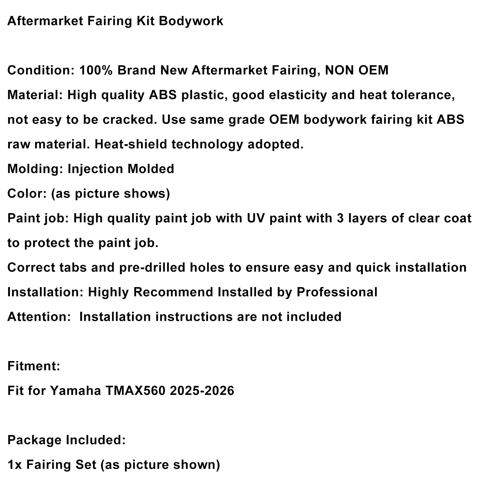 Amotopart 2025-2026 Yamaha TMAX560 Fairing Kit Collection