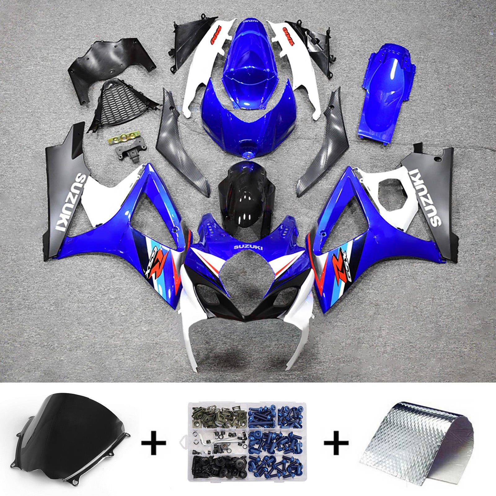 Amotopart 2007-2008 Suzuki GSXR1000 Kit de carenado azul negro blanco