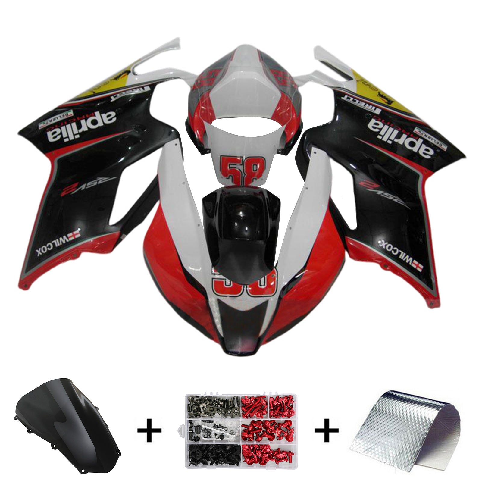 Amotopart 2003-2006 Aprilia RSV1000 Kit de carenado rojo y negro Style3