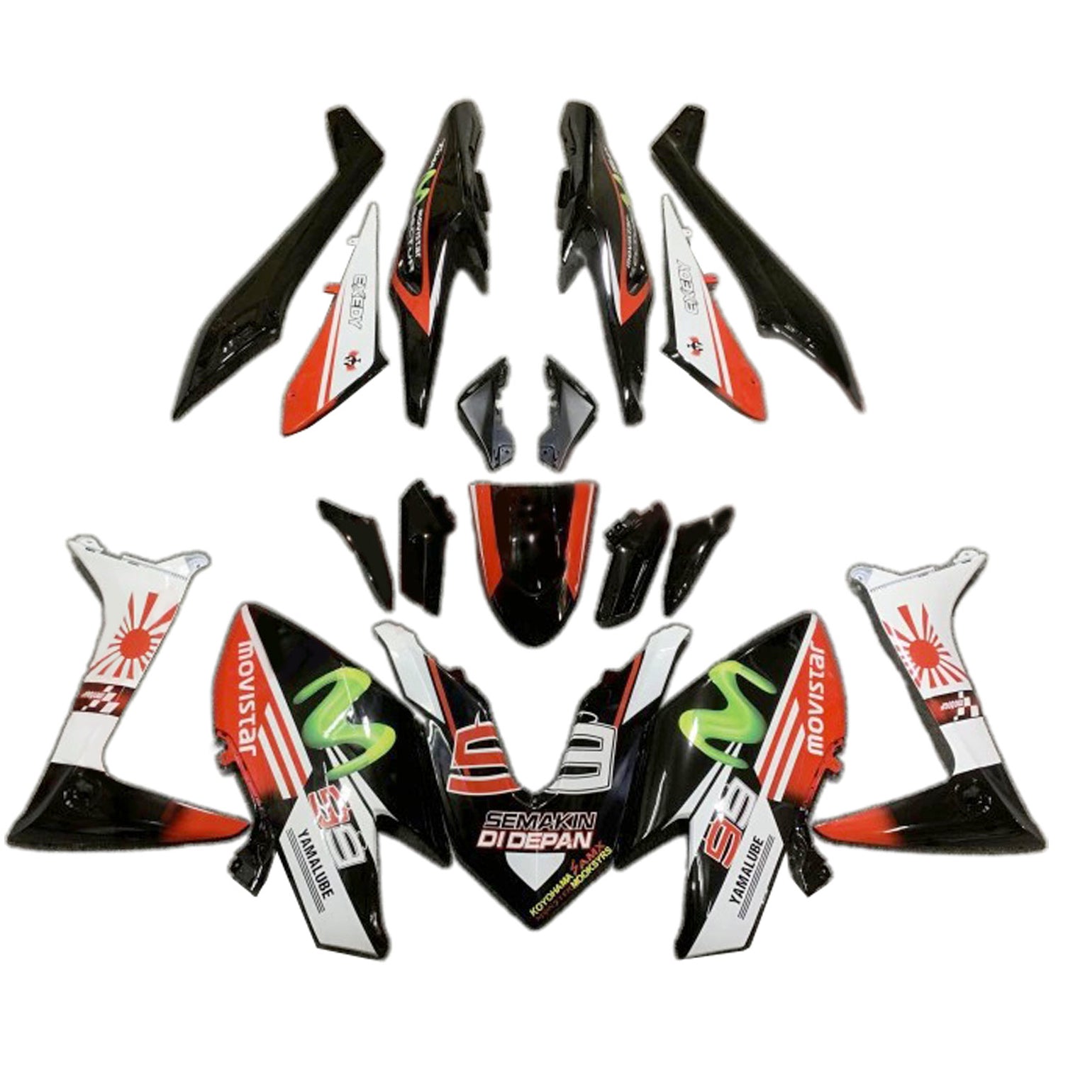 Amotopart 2019-2021 Yamaha TMAX560 Black White Red Fairing Kit