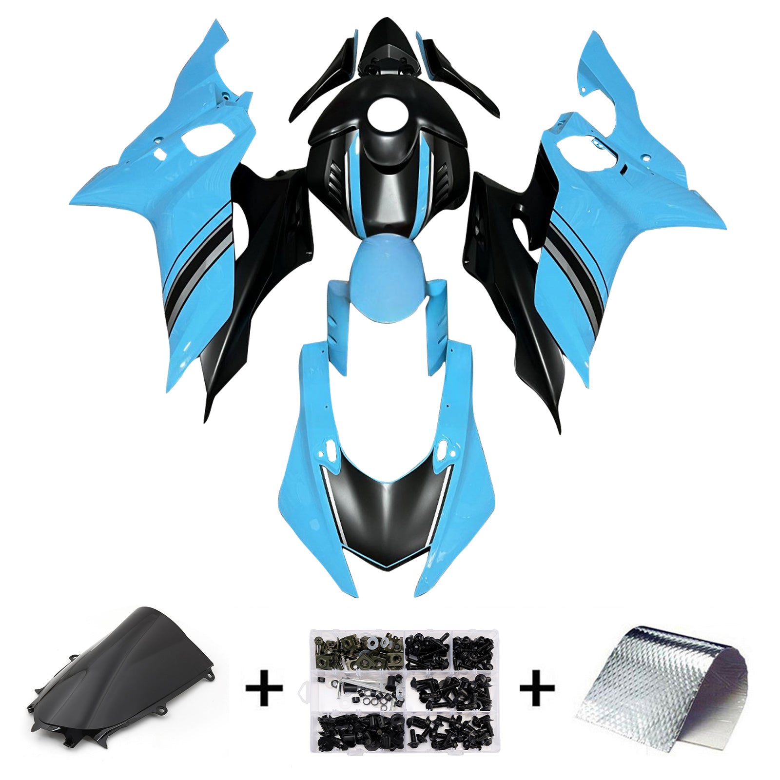 Amotopart 2017-2023 Yamaha YZF-R6 Blue Black Fairing Kit