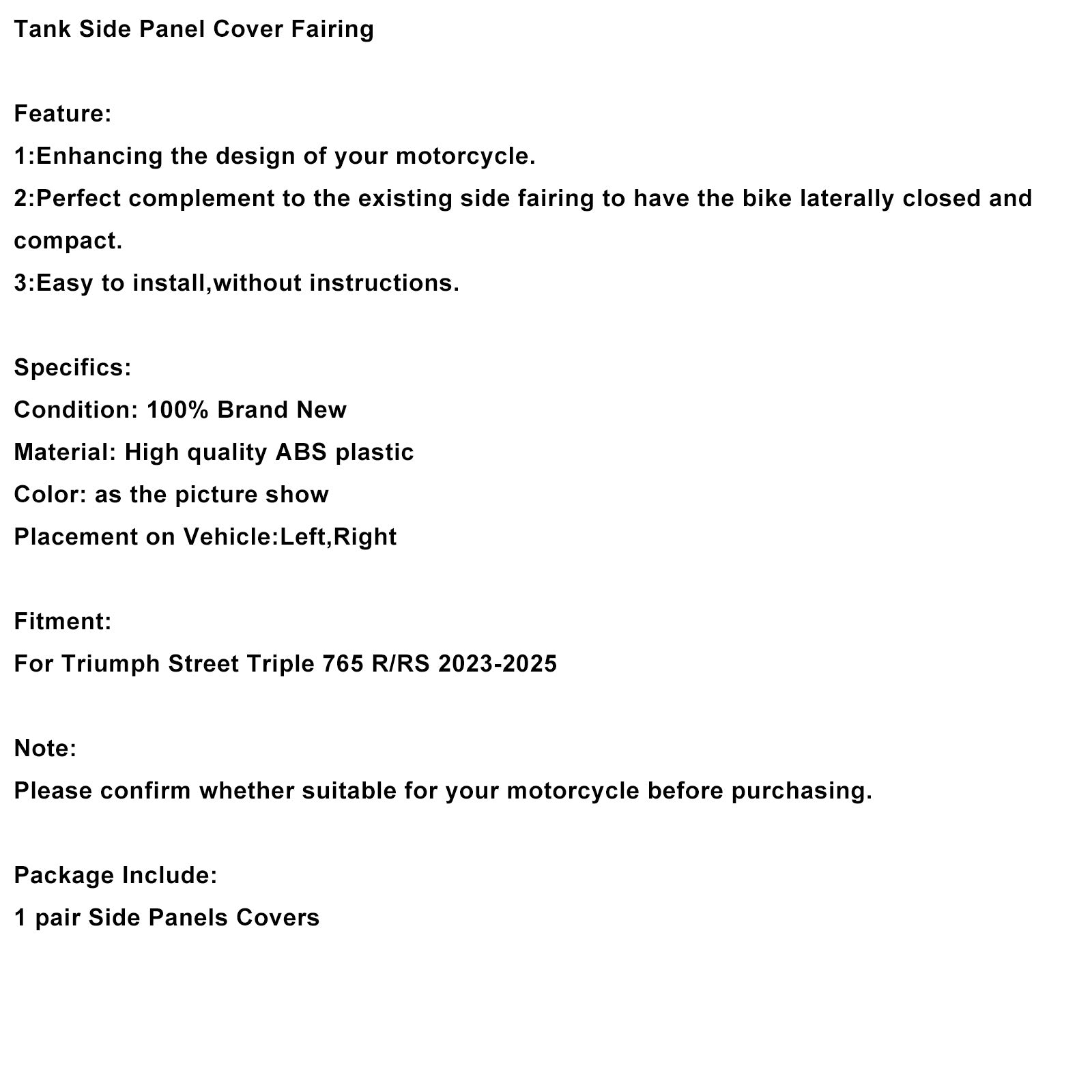 Street Triple 765 R/RS 2023-2025 Tank Side Cover Panel Fairing