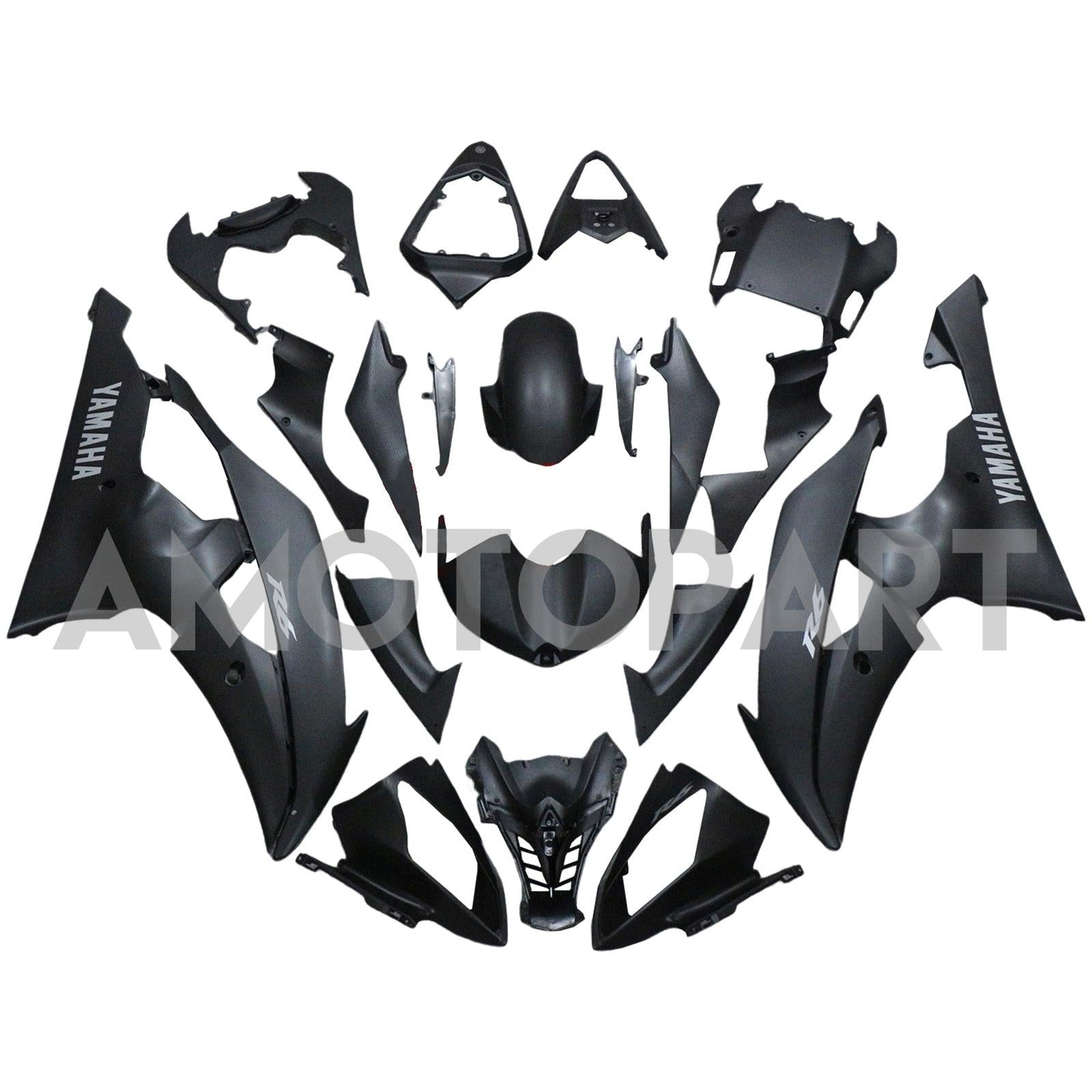 Amotopart 2008-2016 Yamaha YZF 600 R6 Black Style2 Fairing Kit