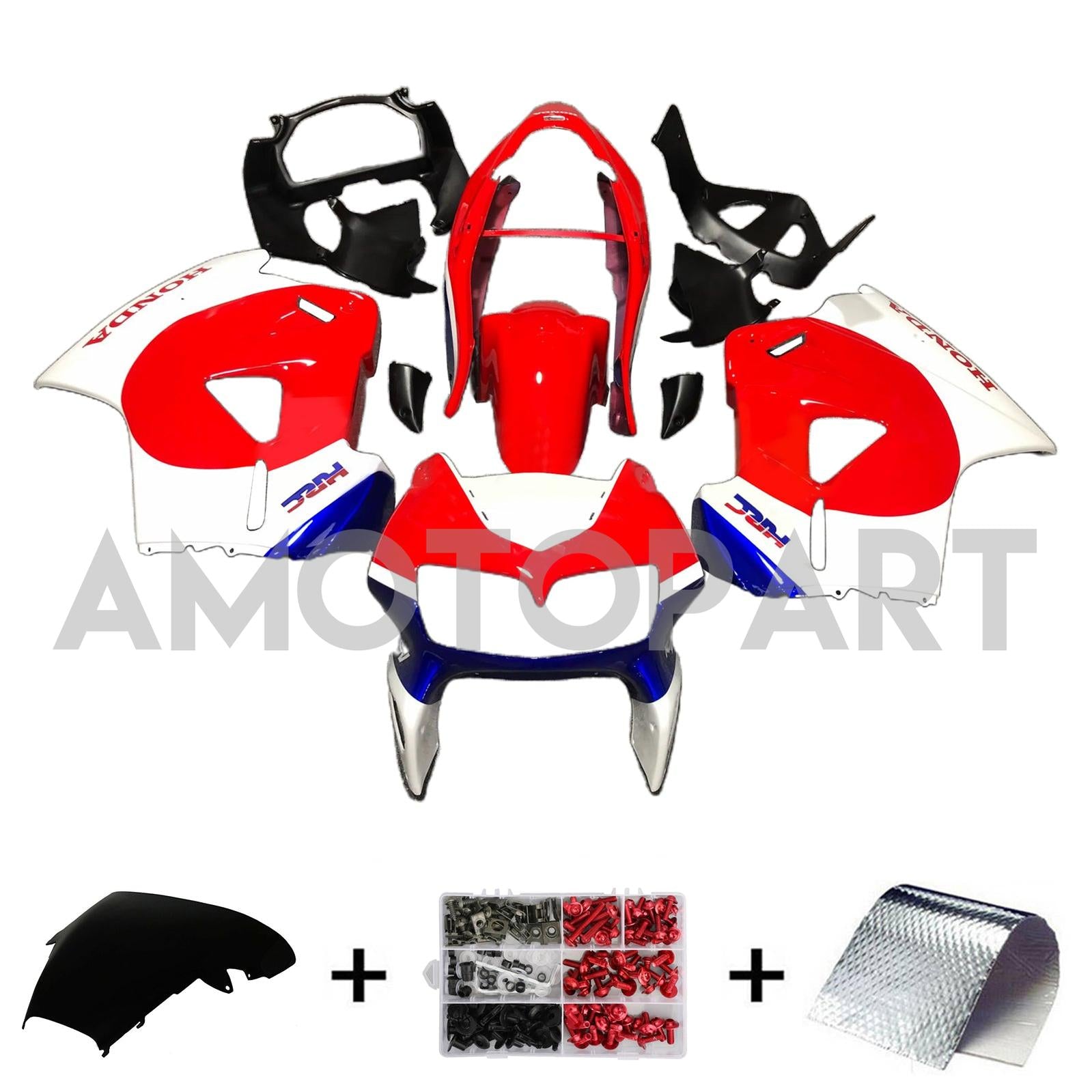 Amotopart 1998-2001 Honda VFR800 Red White Black Fairing Kit