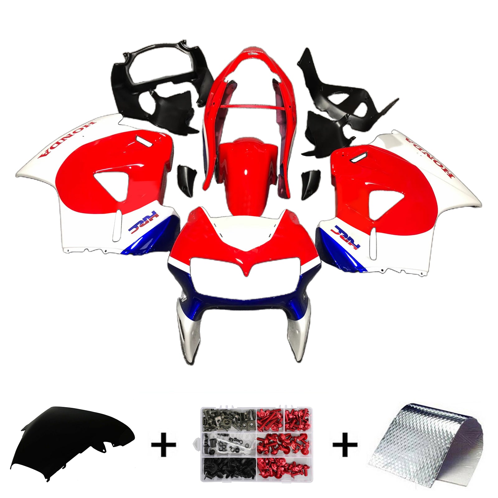 Kit carena Amotopart 1998-2001 Honda VFR800 rosso bianco nero