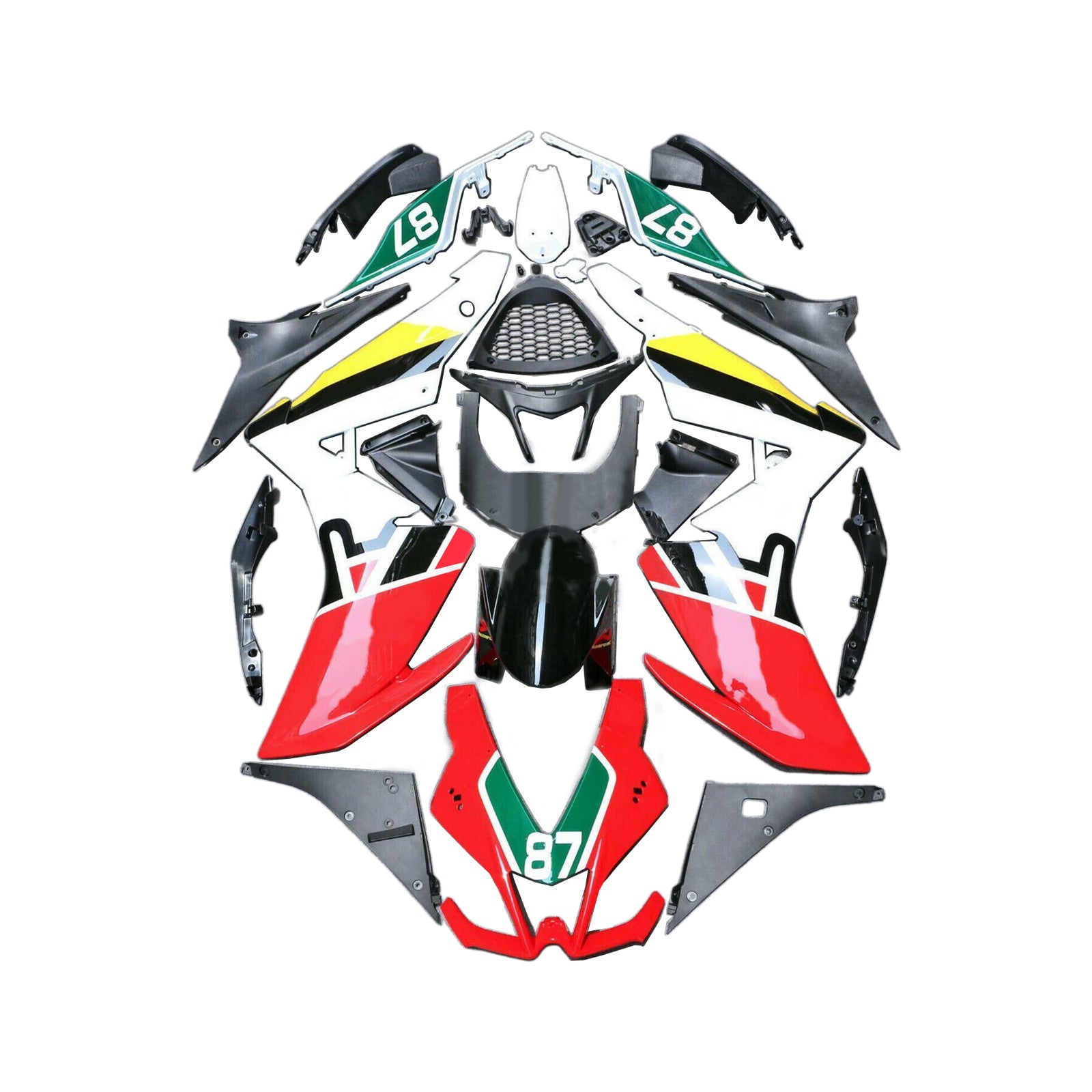 Amotopart 2009-2015 RSV4 1000 Aprilia Blanco y Rojo Style3 Kit de carenado