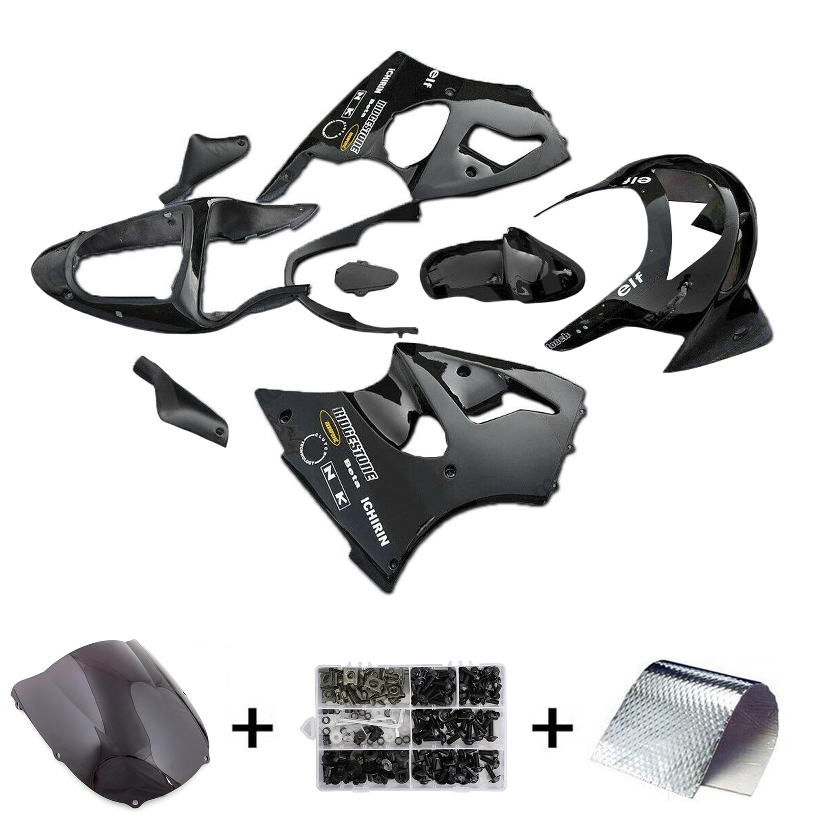 Amotopart 1998-1999 Kawasaki ZX6R Black Fairing Kit