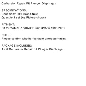 2set Carburetor Repair Kit Plunger Diaphragm for Yamaha VIRAGO 535 XV535 1990-01