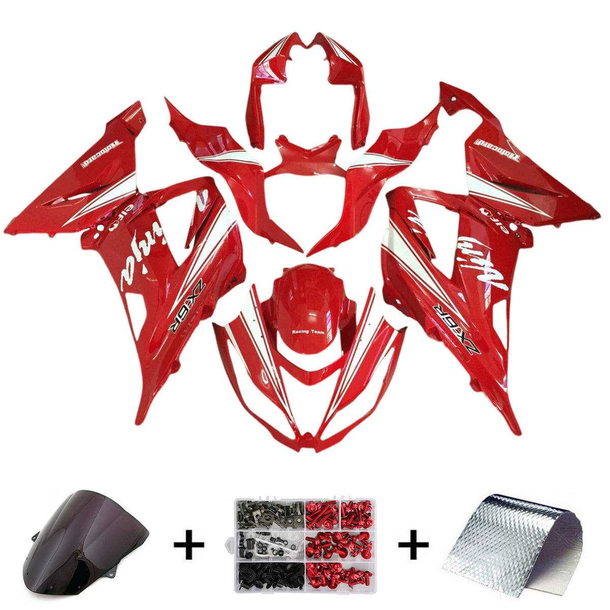 Kit carena rossa Amotopart 2013-2018 Kawasaki ZX6R 636