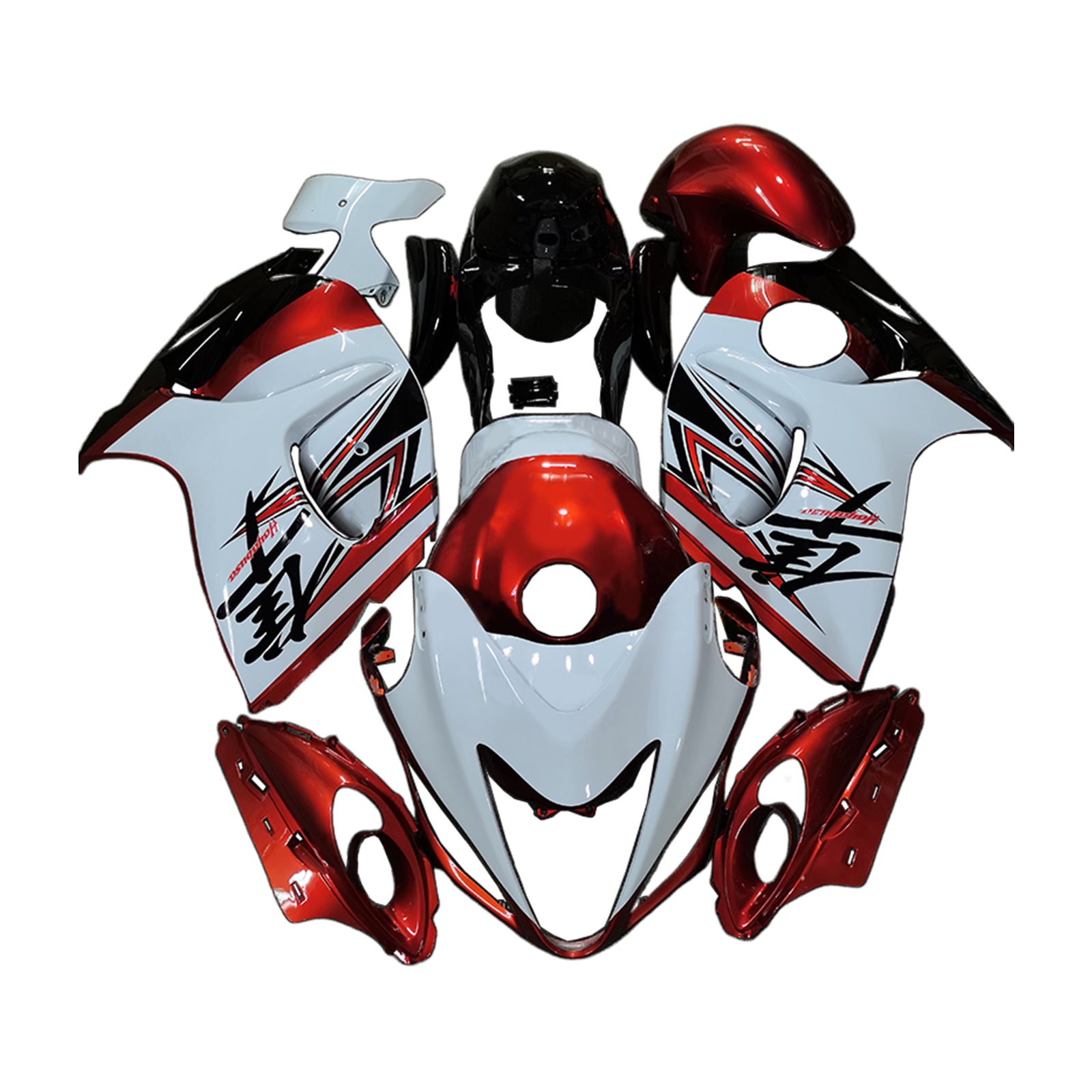 Amotopart 2008-2020 Suzuki Hayabusa GSX1300R Kit de carénage rouge et blanc