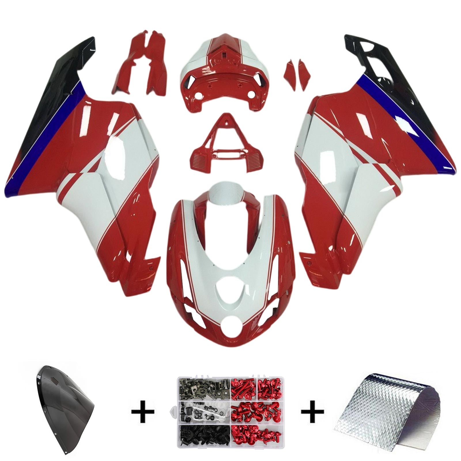 Amotopart 2003 2004 Ducati 999 749 Kit de carénage Style7 rouge et blanc