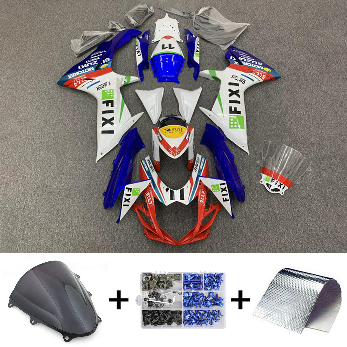 Amotopart 2011-2024 GSXR 600/750 Kit de carénage multicolore Suzuki