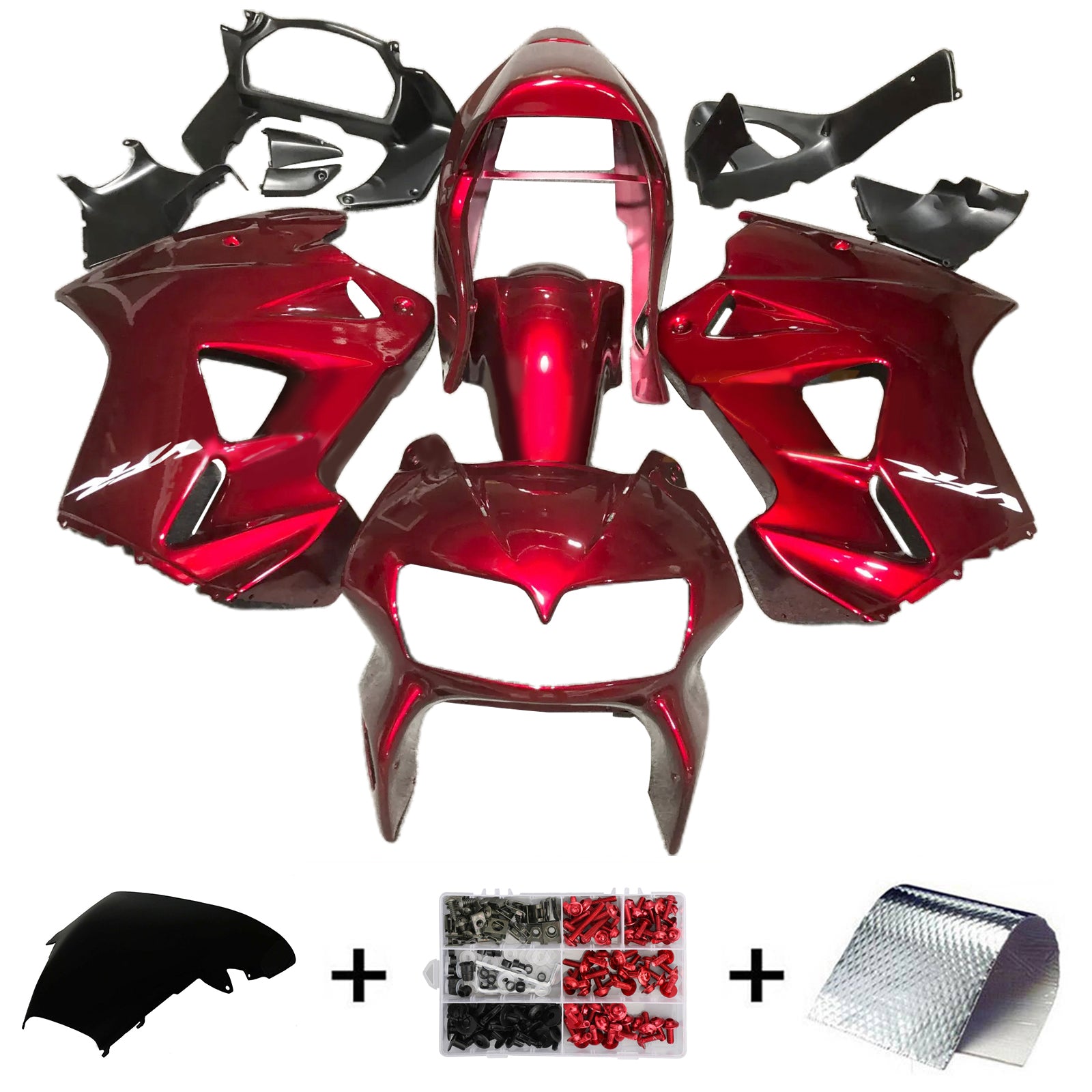 Amotopart 1998–2001 Honda VFR800 rot-schwarzes Verkleidungsset