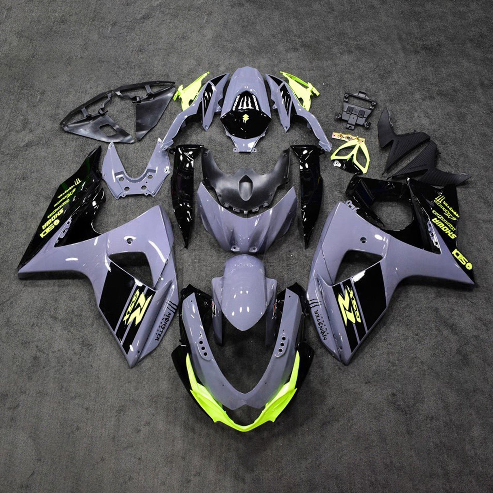 Amotopart 2009-2016 Suzuki GSXR1000 Grey Black Green Fairing Kit