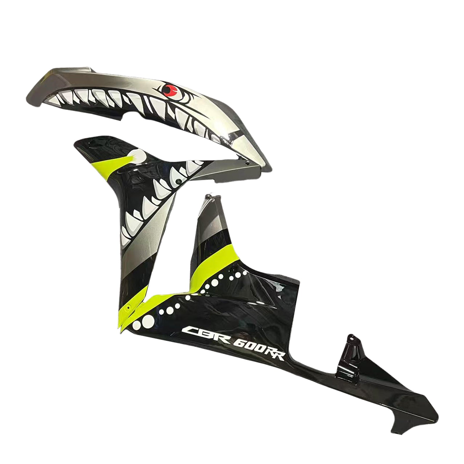 Amotopart 2007-2008 Honda CBR600RR Fluoreszenzgelbgrün mit Haifischzähneverkleidungskit