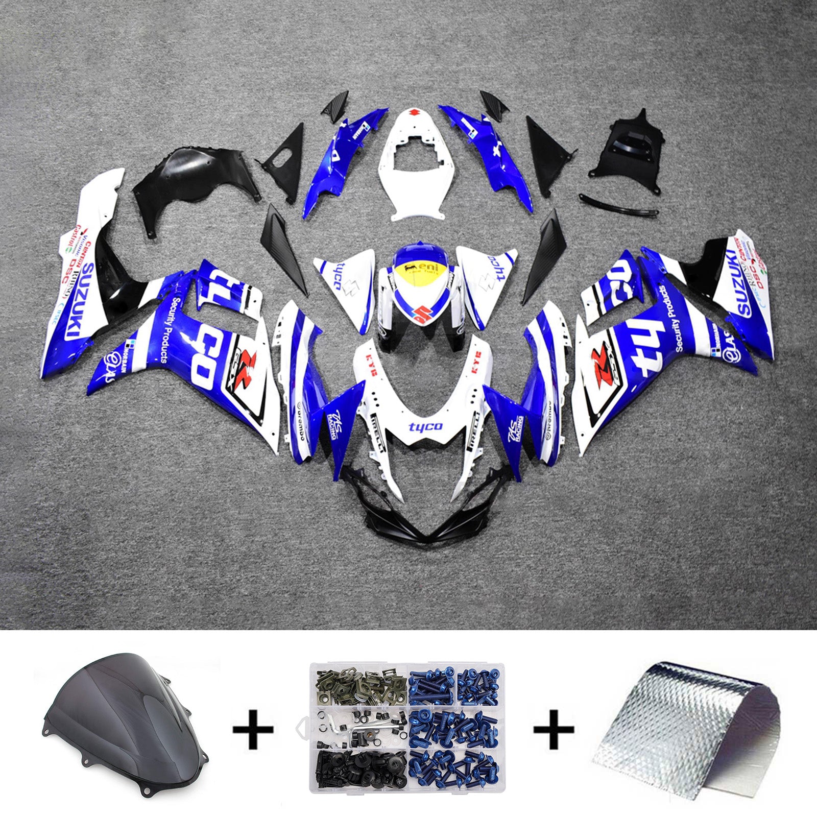 Amotopart 2011-2026 Suzuki GSXR 600/750 Blue White Fairing Kit