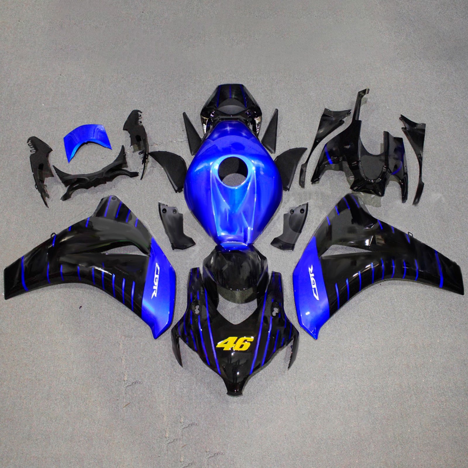 Amotopart 2008–2011 Honda CBR1000RR Schwarz/Blau Verkleidungsset