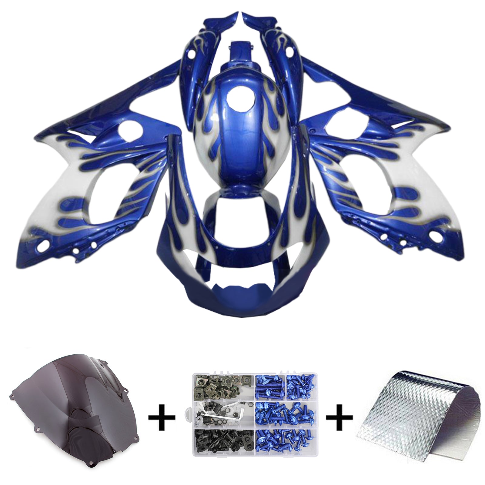 Amotopart 1996-2007 Yamaha YZF 600R Thundercat Kit de carenado azul blanco