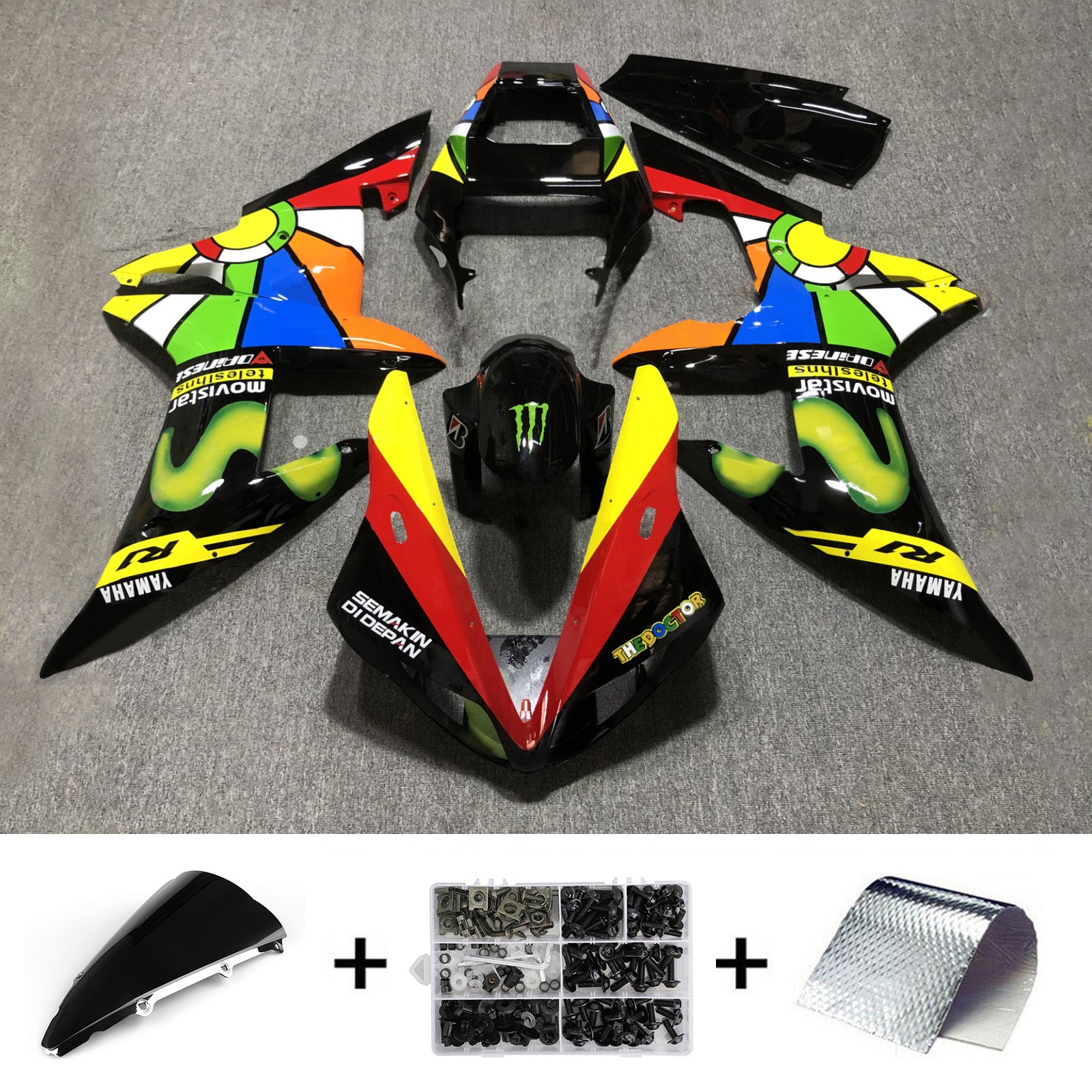 Amotopart 2002-2003 YZF-R1 Yamaha Kit de carenado multicolor