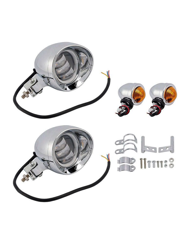 Motorcycle Scooter Motorcycle Spotlight Headlight Fog Beam Chrome #D18