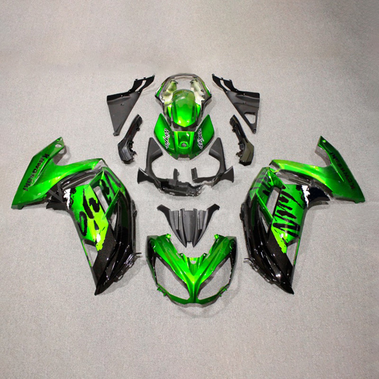 Amotopart 2012-2016 Kawasaki ER6F/Ninja650 Kit de carenado verde y negro