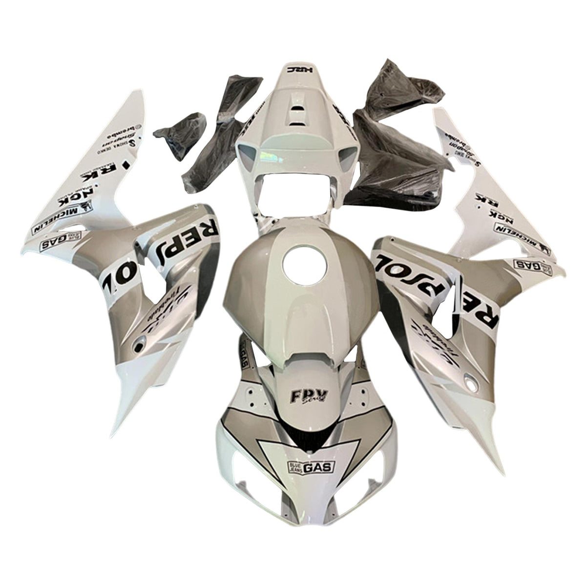 Amotopart 2006-2007 Honda CBR1000RR Kit de carenado Repsol blanco gris