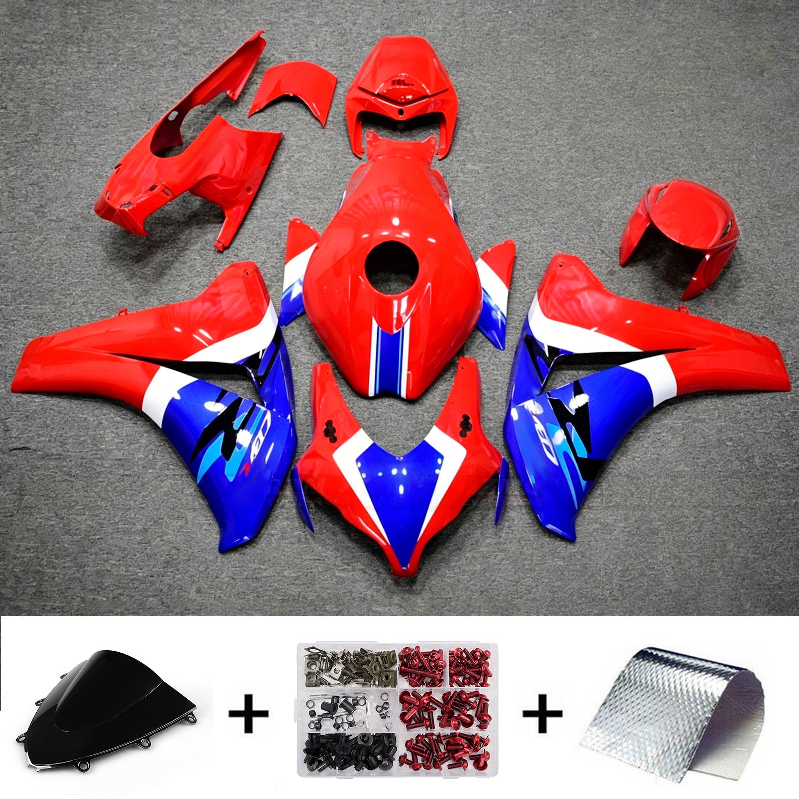 Amotopart 2008-2011 Honda CBR1000RR Red/Blue Fairing Kit