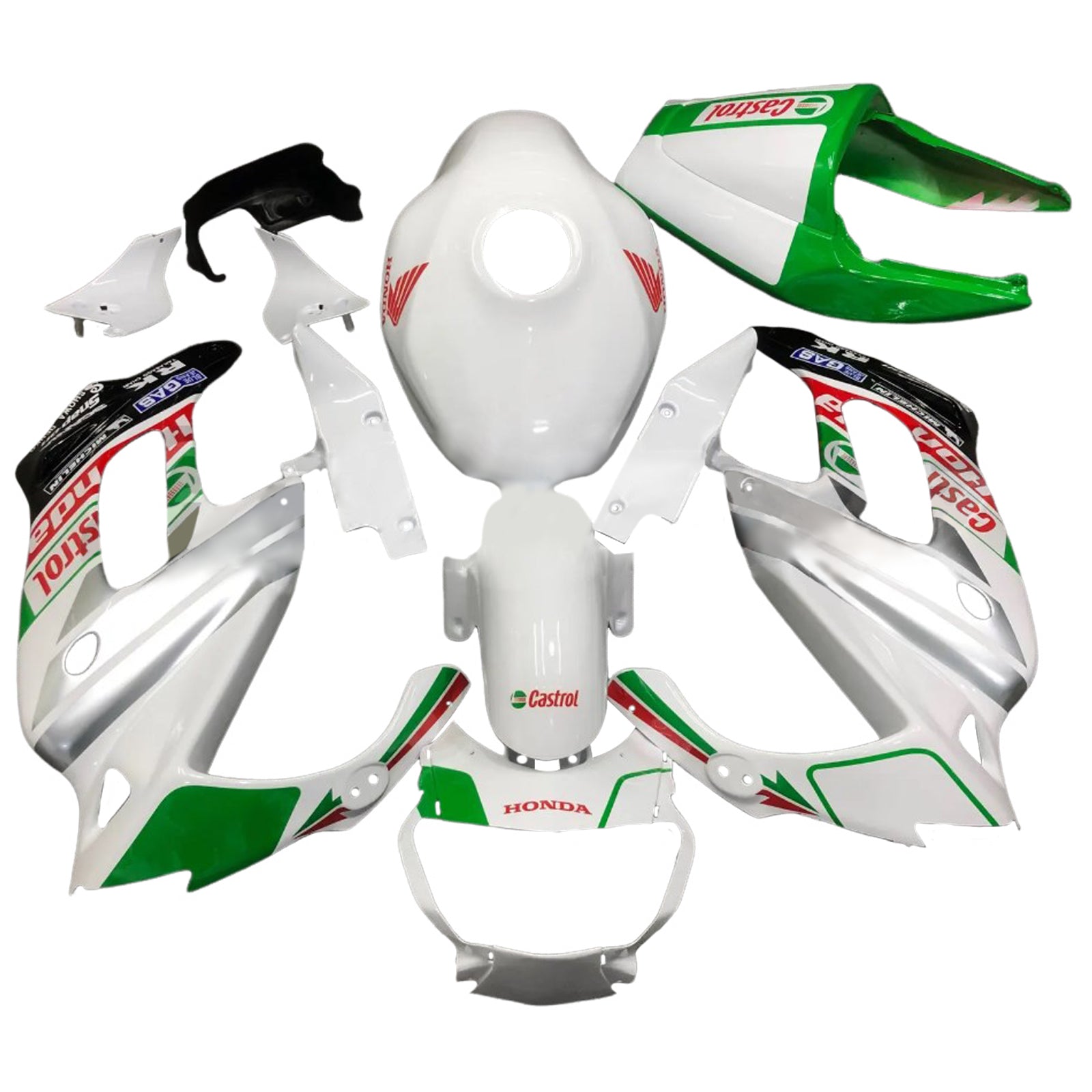 Amotopart 1997-2005 VTR1000F Honda Kit de carénage blanc et vert