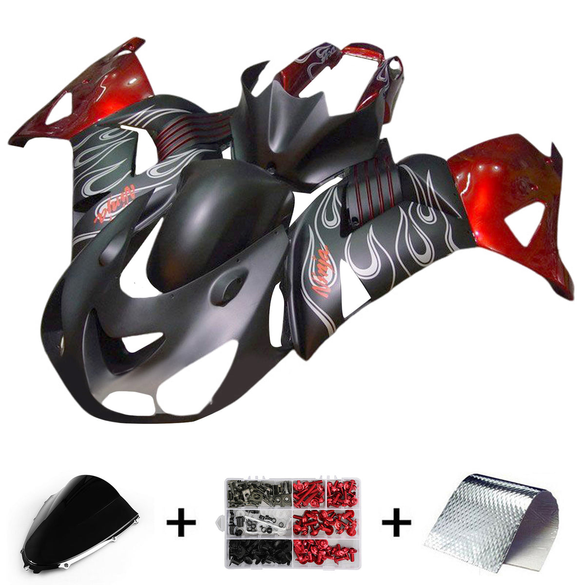 Amotopart 2006-2011 Kawasaki ZX14R ZZR1400 Matte Black Fairing Kit